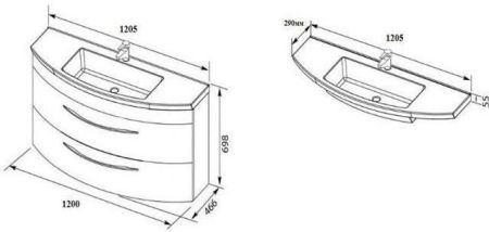 Тумба под раковину De Aqua Лонг 120 белый, артикул 00187921