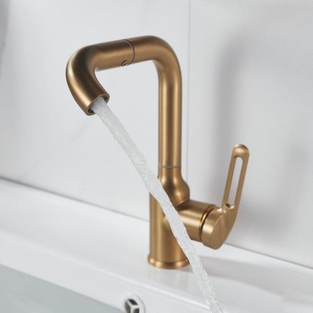 Смеситель для раковины Raffine F201G, золотой сатин