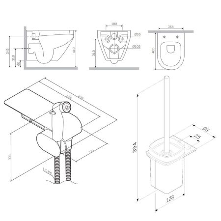 CK70H1003W Spirit V2.0 набор подвесной унитаз с гиг.душем, артикул CK70H1003W