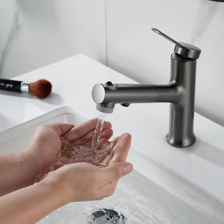 Смеситель для раковины многофункциональный Raffine F281T, оружейная сталь, артикул F281T