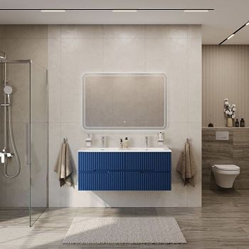 DUET-N База под раковину подвесная с четырьмя выкатными ящиками для раковины с двумя чашами, Bianco Lucido, 1400x450x500, DUET-N-1400-4C-SO-2-BL