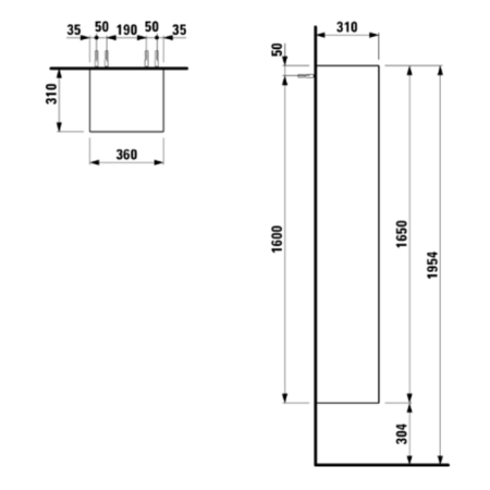 Пенал LAUFEN PALOMBA 36 4.0675.1.180.220.1 (подвесной, 36*31*165, белый), шт, артикул 4.0675.1.180.220.1