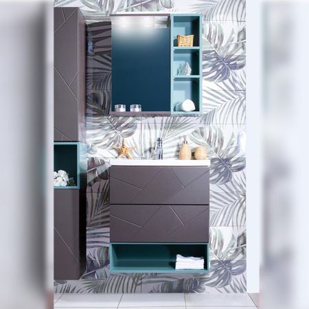 Комплект мебели для ванной Бриклаер КРИСТАЛЛ 60ZS-2, графит/муссон, артикул КРИСТАЛЛ 60ZS-2