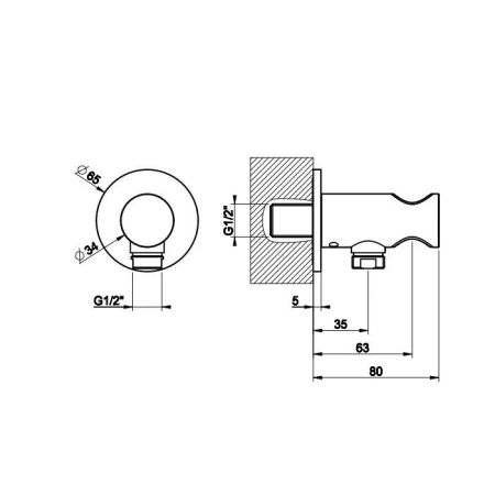 Gessi Ingranaggio Держатель для душевой лейки с выводом воды, цвет: Black XL, артикул 63461#299