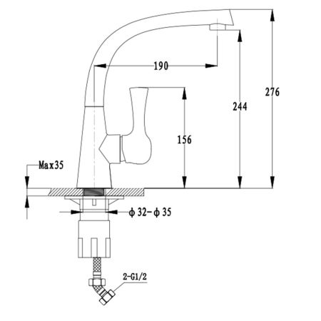 Смеситель для кухни GranFest 3723, иней, артикул 3723 иней