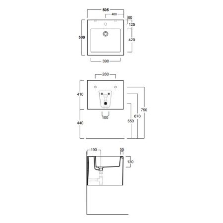 SIMAS Frozen раковина 50см, без отв. под смеситель, цвет черный глянцевый