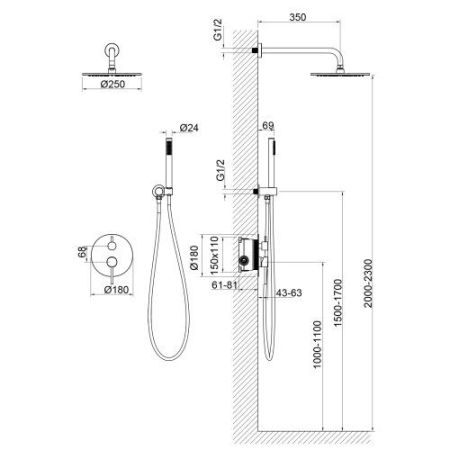 Душевая система встроенная Timo Saona SX-2369/17SM золото матовое, артикул SX-2369/17SM
