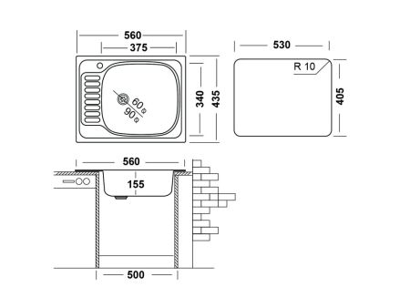 Кухонная мойка UKINOX Классика CLM560.435 ---5K 1R, 43,5*56, артикул CLM560.435 ---5K 1R