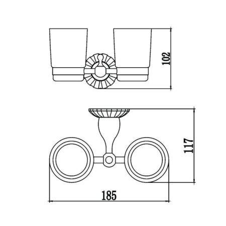 Стакан для ванной комнаты двойной Savol S-08968C, бронза, артикул S-08968C