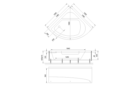 Акриловая ванна Royal Bath ROJO RB375201 150x150x65, артикул RB375201