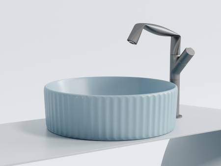 Умывальник чаша накладная круглая (цвет Голубой Матовый) Элемент (Element) 360x360x115мм, артикул CN6057ML