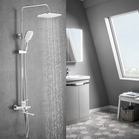 Душевая система Shevanik S8136F, белый/хром