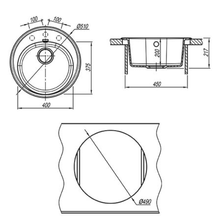 Кухонная мойка Florentina ЛАЦИО 20.290.B0510.102, черный, артикул 20.290.B0510.102