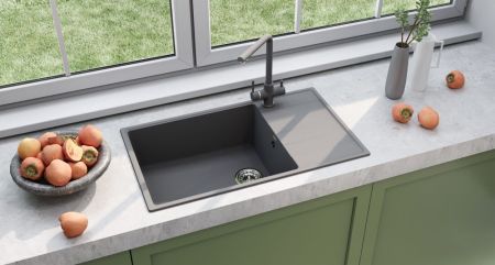 Кухонная мойка Ulgran Quartz Prima 860-09, мокрый асфальт, артикул Prima 860-09