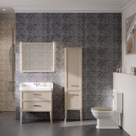 Kerama Marazzi Тумба POMPEI напольная с 2 ящиками 80, камео бежевый глянцевый, артикул PO.N.80.2\CAM