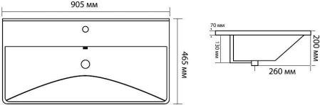 Раковина Aquanet Ирис 90 черная матовая