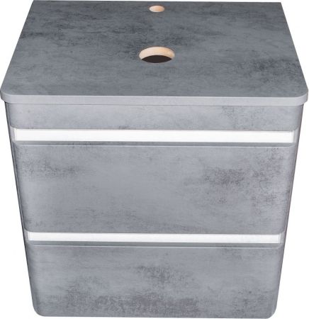 Тумба подвесная "Атлантика 60", Люкс бетон темный, (2 ящ.), со столешницей, PLUS