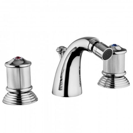 Bongio Impero Смеситель для биде на 3 отв., цвет хром/Blue and Red Swarovski