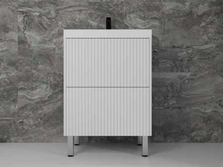 Тумба напольная "Стокгольм 60", Classic 60, (2 ящ.) белый рифленый софт, PUSH, артикул ЛС-00002333
