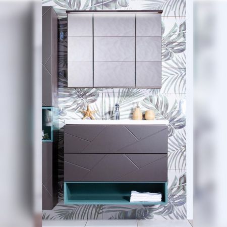 Комплект мебели для ванной Бриклаер КРИСТАЛЛ 80Z, графит/муссон, артикул КРИСТАЛЛ 80Z