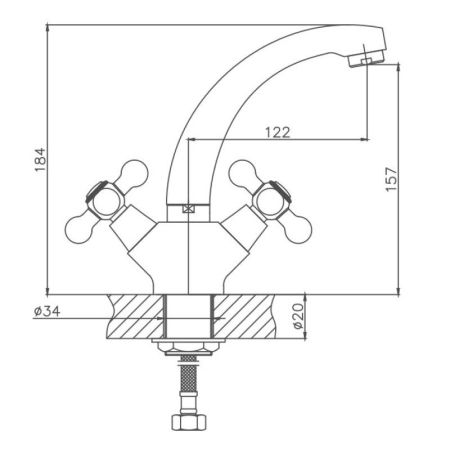 Смеситель для кухни Cron CN1719, хром, артикул CN1719