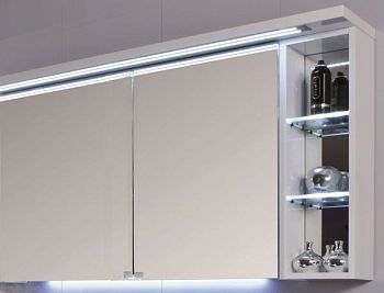 Puris Crescendo, зеркальный шкаф (2 двери) c LED подсветкой 900 мм правый, цвет белый высокоглянцевый