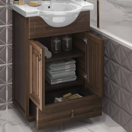 Тумба с раковиной Тибет 50 обьемные фасады Opadiris Орех антикварный