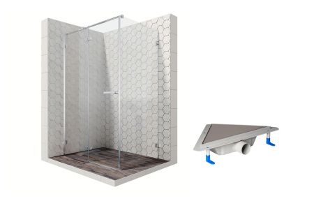 Душевой уголок Ambassador Abner 10011103L-ST4, прямоугольный, угловой трап, 120х80, артикул 10011103L-ST4