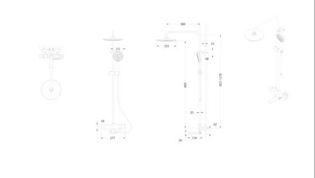 Душевая система с термостатом Bravat Arc F699153BW-A2, черный, артикул F699153BW-A2