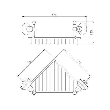 Nicolazzi Cristallo Di Rocca Полочка-решетка угловая, цвет: хром, артикул 1495CR09C