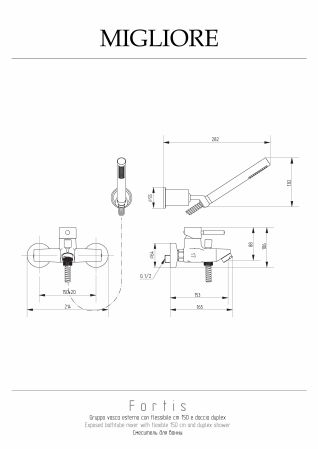 FORTIS Смеситель для биде моноком. излив изогнут, ручка сбоку, хром, артикул 18646