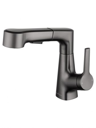 Смеситель для раковины с выдвижным изливом WONZON & WOGHAND, Темный графит (WW-121B108-BGG), артикул WW-121B108-BGG