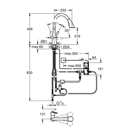 Смеситель для кухни 1/2“ GROHE Zedra Touch сенсорный однорычажный, суперсталь (30219DC2)