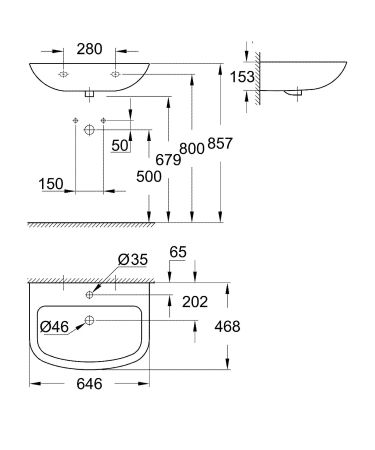 Раковина GROHE Bau Ceramic 65 см, альпин-белый (39420000), артикул 39420000