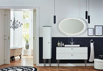 Комплект мебели Puris Diamond Line с раковиной из минерального литья, 900 мм, цвет белый диамант