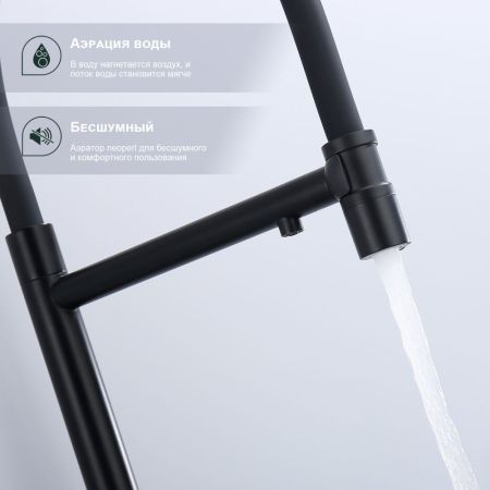 Смеситель для кухни с подключением фильтра Splenka S70.63.06, черный