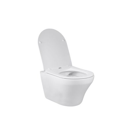 подвесные унитазы Vincea Унитаз подвесной Edge-M VT1-37 безободковый, цвет белый, ультратонкое soft-close сиденье,, артикул VT1-37