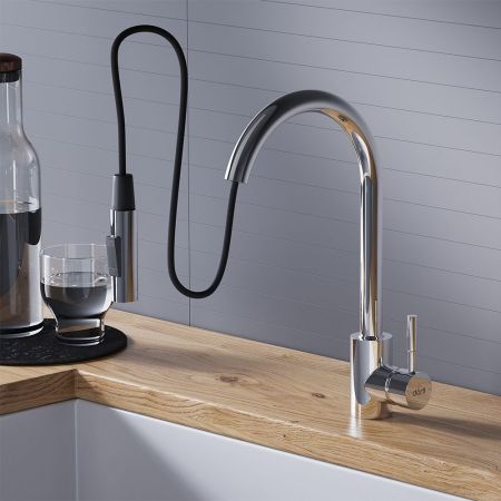 D3007500 Logic кухонный смеситель вытягивающимся изливом Logic, хром, артикул D3007500