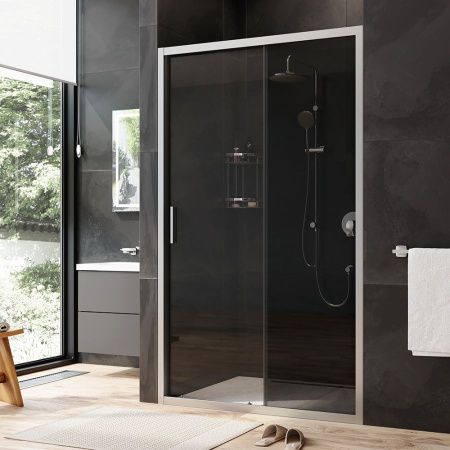 W90G-120-1-195MG Gem Solo Дверь душевая 120х195, стекло тонированное, профиль матовый хром W90G-120-1-195MG Gem Solo Дверь душевая 120х195, стекло тонированное, профиль матовый хром