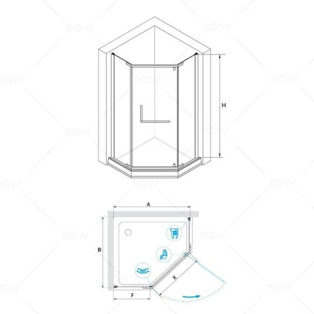 Душевой уголок RGW PA-081 (800x800, Прозрачное), артикул 35088188-11