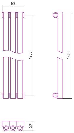 Отопительный радиатор ЭСТЕТ-0 н/ж 1200х135 / 3 сек (МУАР Темный Титан) Отопительный радиатор ЭСТЕТ-0 н/ж 1200х135 / 3 сек (МУАР Темный Титан)