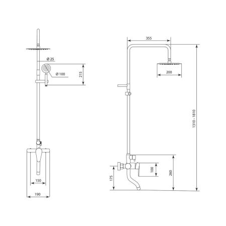 Душевая система Славен СЛ-ОД-Ж61, черный, артикул СЛ-ОД-Ж61