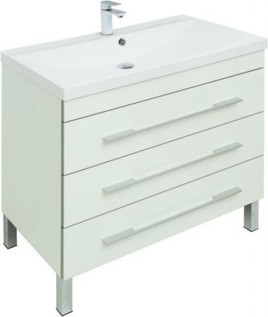 Тумба с раковиной Aquanet Верона 90 белый (напольная 3 ящика), артикул 00287674
