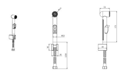 Гигиенический ручной душ со шлангом 125см c держателем AQUATEK AQ2050CR, артикул AQ2050CR