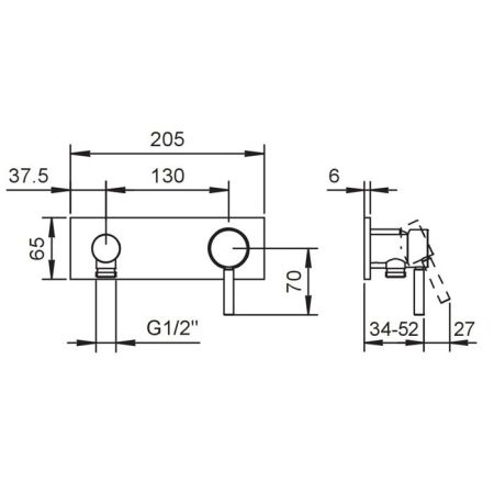 Fantini Nostromo Смеситель для душа, встраиваемый, на 1 источник, (наружняя часть), цвет: хром, артикул 50 02 E888B