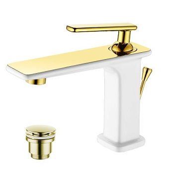 Смеситель для раковины Lemark Mista LM6406WG Белый Золото