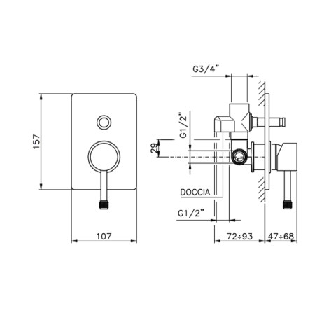 Nicolazz Arena Смеситель для ванны однорычажный, встраиваемый, перекл. для душа, цвет: хром, артикул 3796CR56M