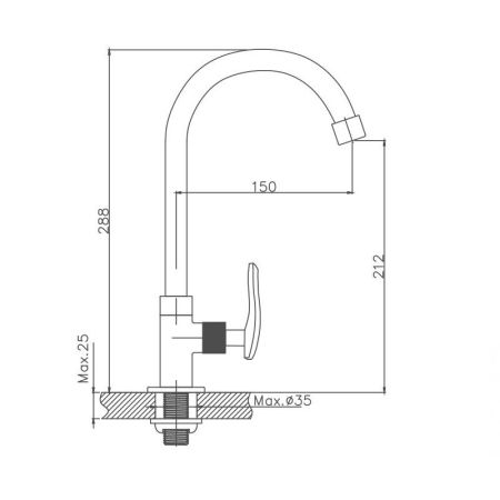 Кран для холодной воды Cron CN4185, хром, артикул CN4185