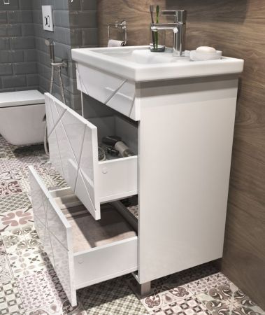 Тумба с раковиной напольная VIGO Geometry tn.GEO.FOS.60.2Y, 60 см, артикул tn.GEO.FOS.60.2Y-com