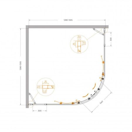 MOLVENO-R-22-90+30-C-BORO-IV Душевой уголок, артикул MOLVENO-R-22-90+30-C-BORO-IV